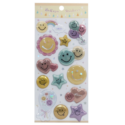 シール シート スマイリーフェイス バルーン ステッカーズ Smiley Face スマイル 手帳デコ かわいい 女の子向け 小学生 中学生 高校生ク