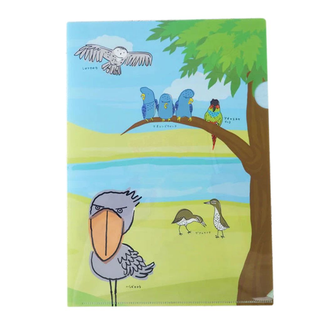 クリアフォルダー A4クリアファイル 絶滅危惧種 鳥の動物大集合 木野瀬印刷