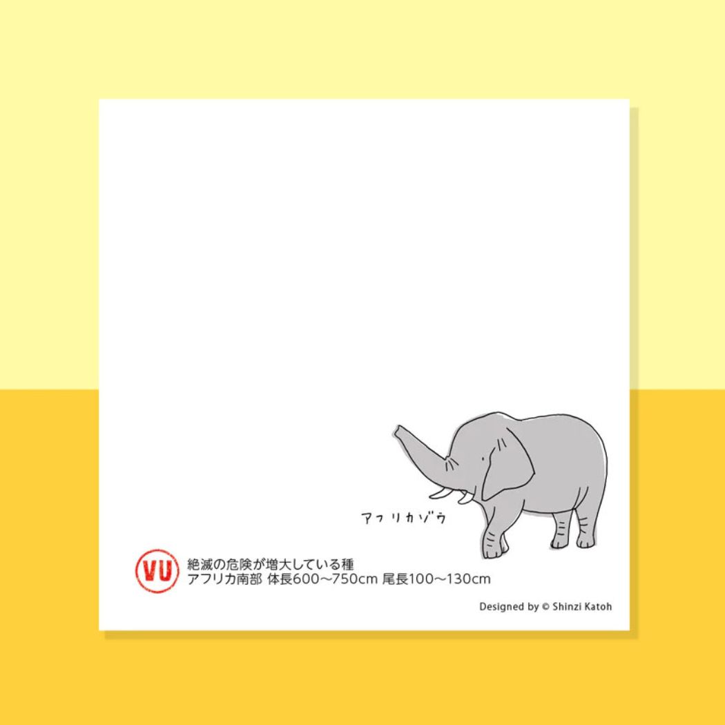 メモ帳 ブロックメモ 陸の絶滅危惧種 木野瀬印刷