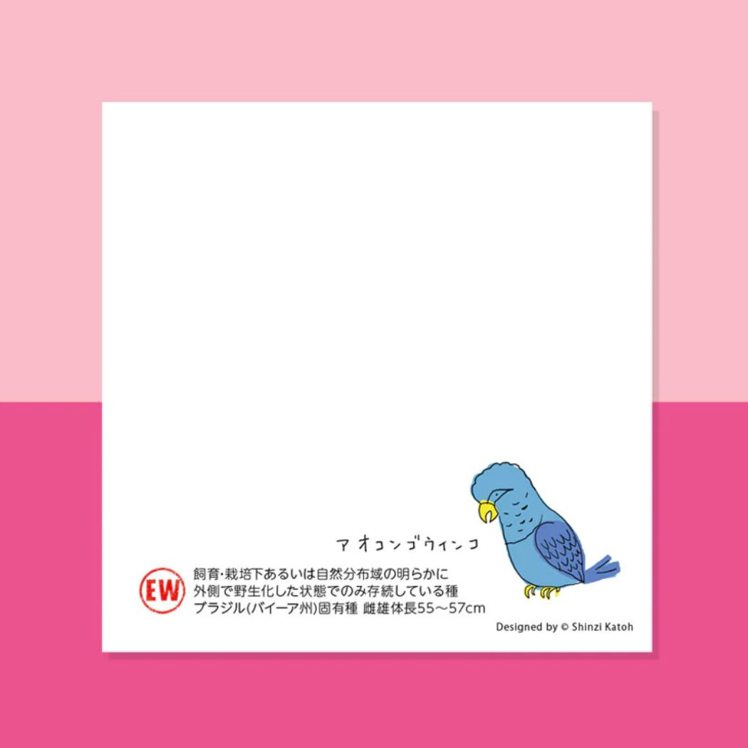 メモ帳 ブロックメモ 鳥の絶滅危惧種 木野瀬印刷