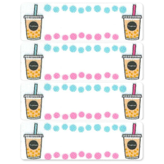 名前ラベル シール＆アイロン接着ネームラベル 4枚セット タピオカ 新入学 お気に入りシリーズ