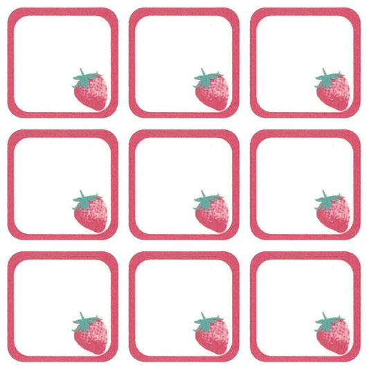 名前ラベル シール＆アイロン両用ネームタグ 9枚セット いちご 新入学 お気に入りシリーズ