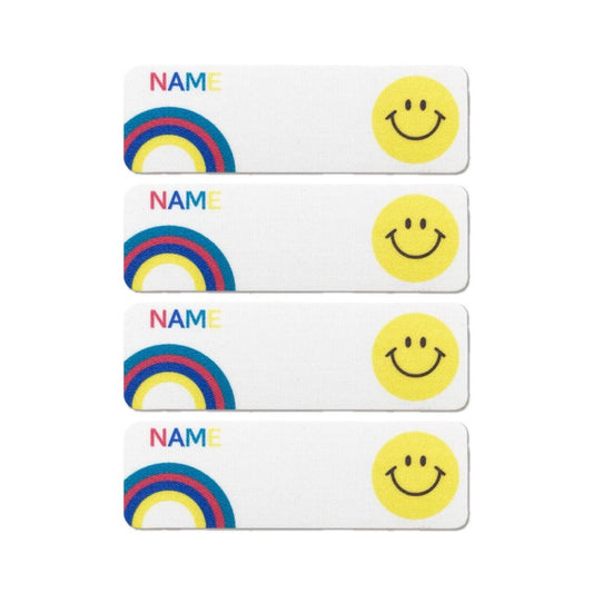 スマイリーフェイス Smiley Face 入園 入学 保育園 幼稚園 小学生 キッズ 子ども 名前ワッペン シール＆アイロン両用 ネームラベル 4枚