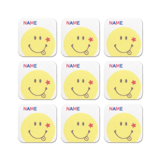 スマイリーフェイス 名前ワッペン シール＆アイロン両用 ネームタグ 9枚セット スター Smiley Face 清原 プレゼント