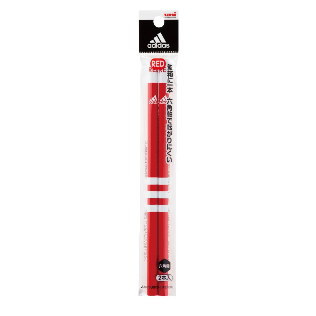 アディダス adidas 赤鉛筆 六角軸 赤えんぴつ 2本セット uni 新入学 三菱鉛筆 プレゼント 男の子 女の子 ギフト