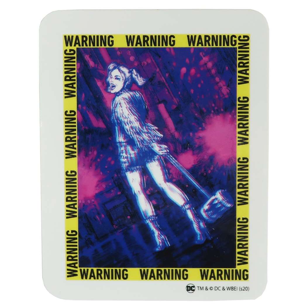バースオブプレイ ハーレイクインの華麗なる覚醒 グッズ ダイカット ステッカー DCコミック ビッグ シール WARNING マリモクラフト