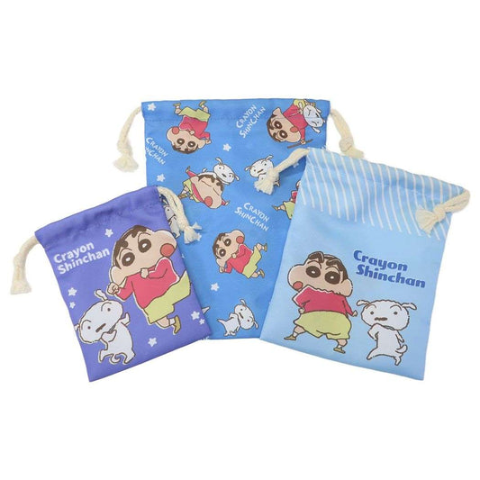 クレヨンしんちゃん アニメキャラクター 巾着袋 3P巾着 きんちゃくポーチ3枚セット しんちゃん＆シロ