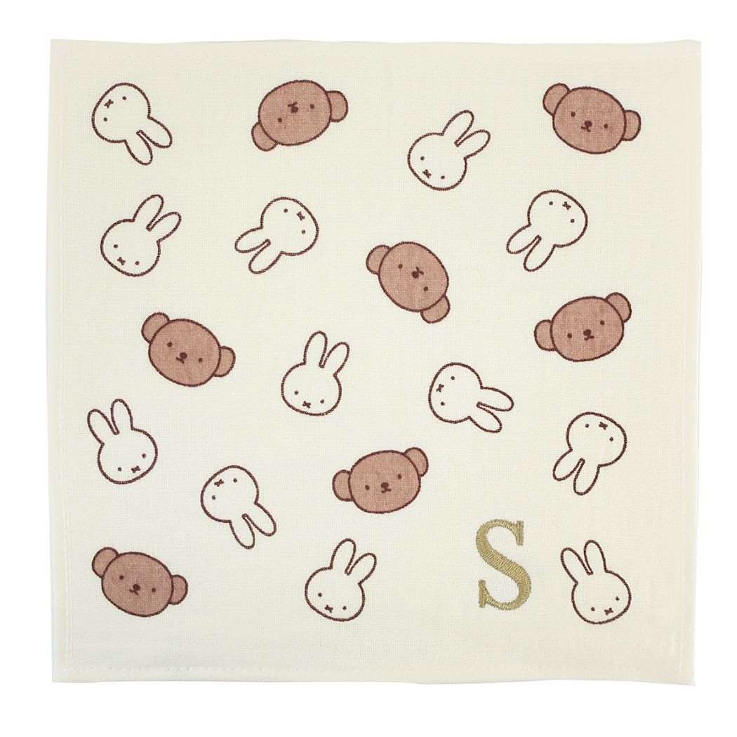ミッフィー 絵本キャラクター ミニタオル ガーゼイニシャルハンカチ S miffy＆boris ディックブルーナ
