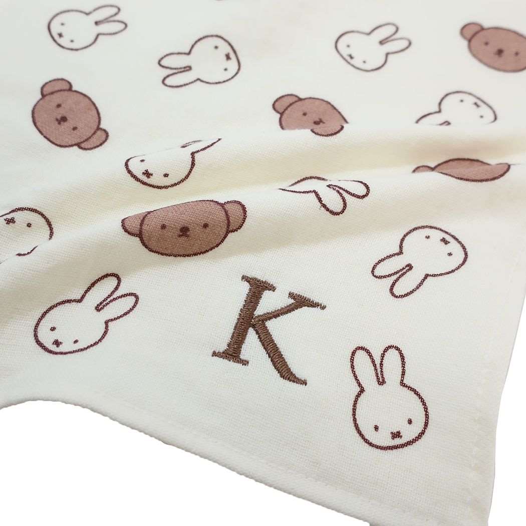 ミッフィー ディックブルーナ 絵本キャラクター ミニタオル ガーゼイニシャルハンカチ K miffy＆boris