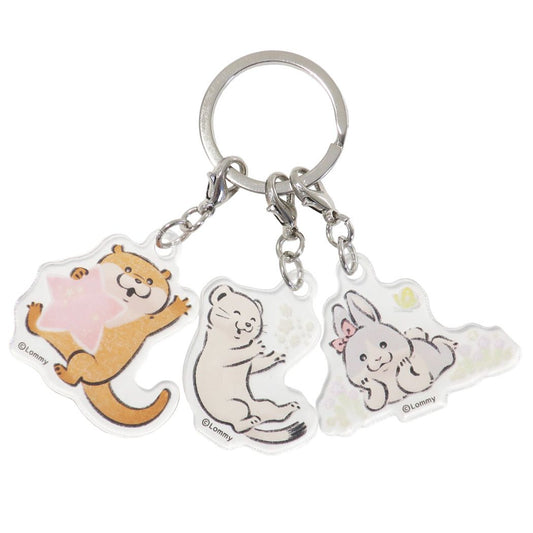 可愛い嘘のカワウソ 3連 アクリルキーホルダー LINEクリエイターズ キーリング キャラクター カワウソ＆オコジョくん＆うさぎ プレゼント