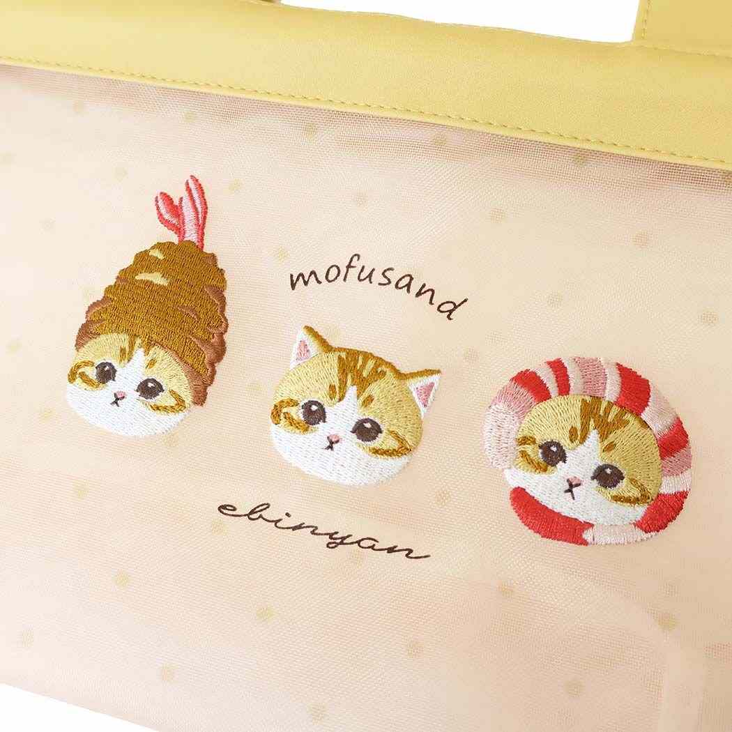 モフサンド キャラクター ランチバッグ ミニトート えびにゃん メッシュシリーズ
