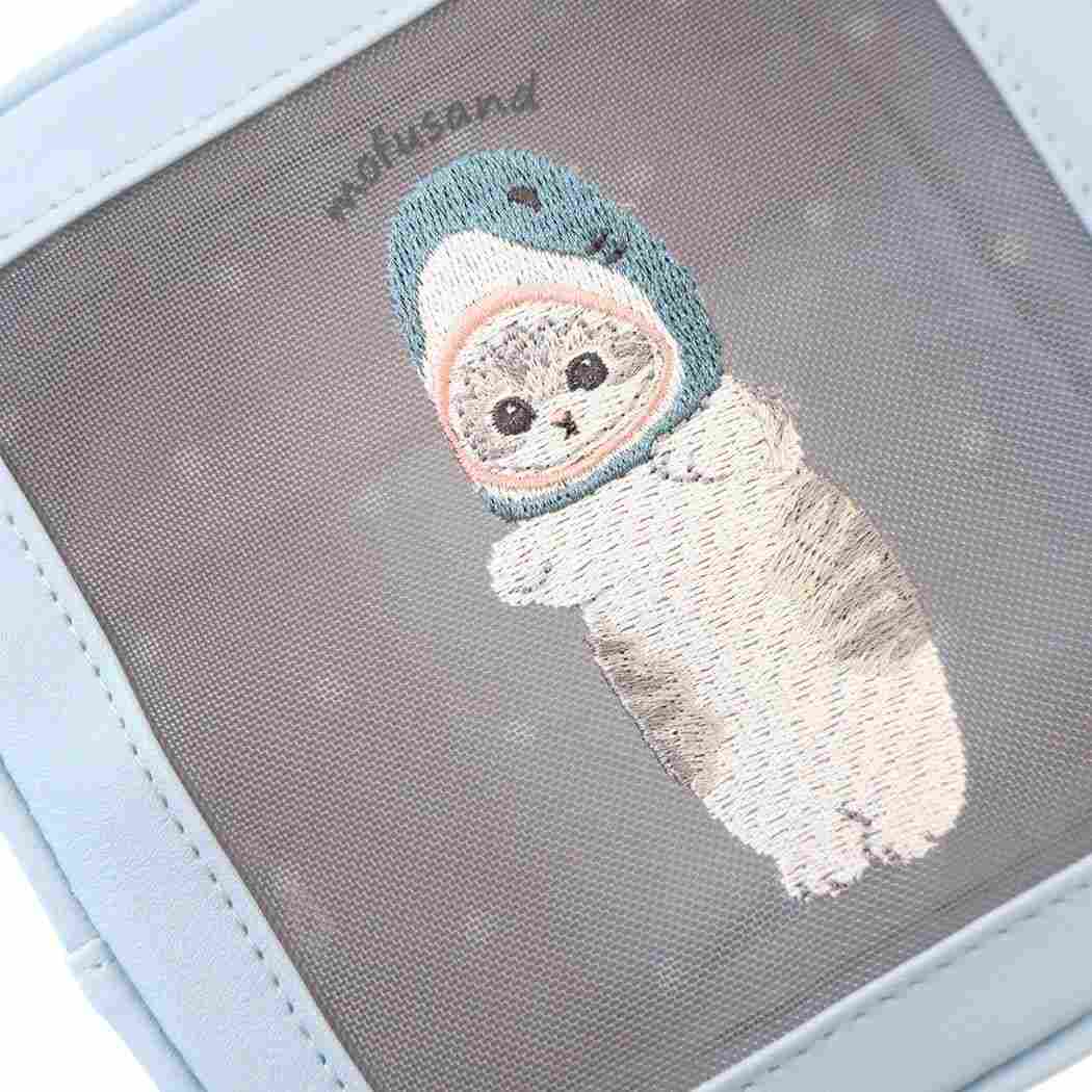 モフサンド ボックスポーチ コスメポーチ サメにゃん メッシュシリーズ mofusand キャラクター