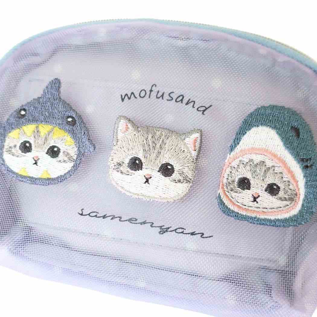 モフサンド mofusand キャラクター ミニポーチ ティッシュポーチ サメにゃん メッシュシリーズ