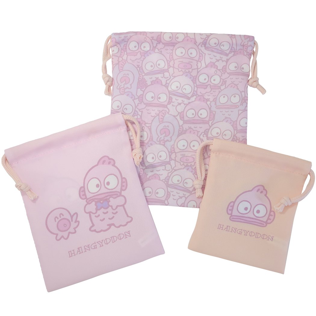ハンギョドン キャラクター 巾着袋 きんちゃくポーチ 3Pセット ピンクハンギョドン プレゼント 男の子 女の子 ギフト