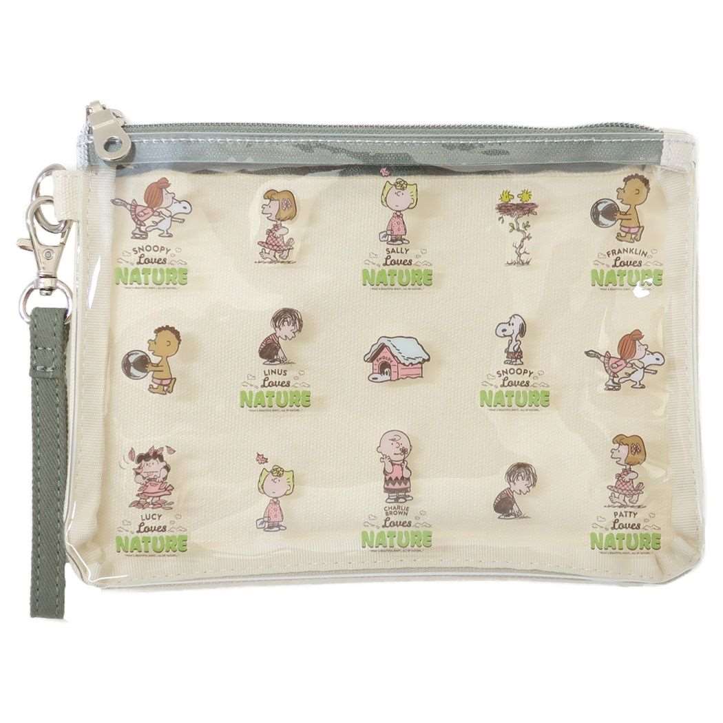 スヌーピー フラットポーチ　GR ピーナッツ 平ポーチ キャラクター SNOOPY Lovers NATURE