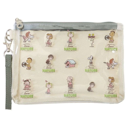 スヌーピー フラットポーチ　GR ピーナッツ 平ポーチ キャラクター SNOOPY Lovers NATURE