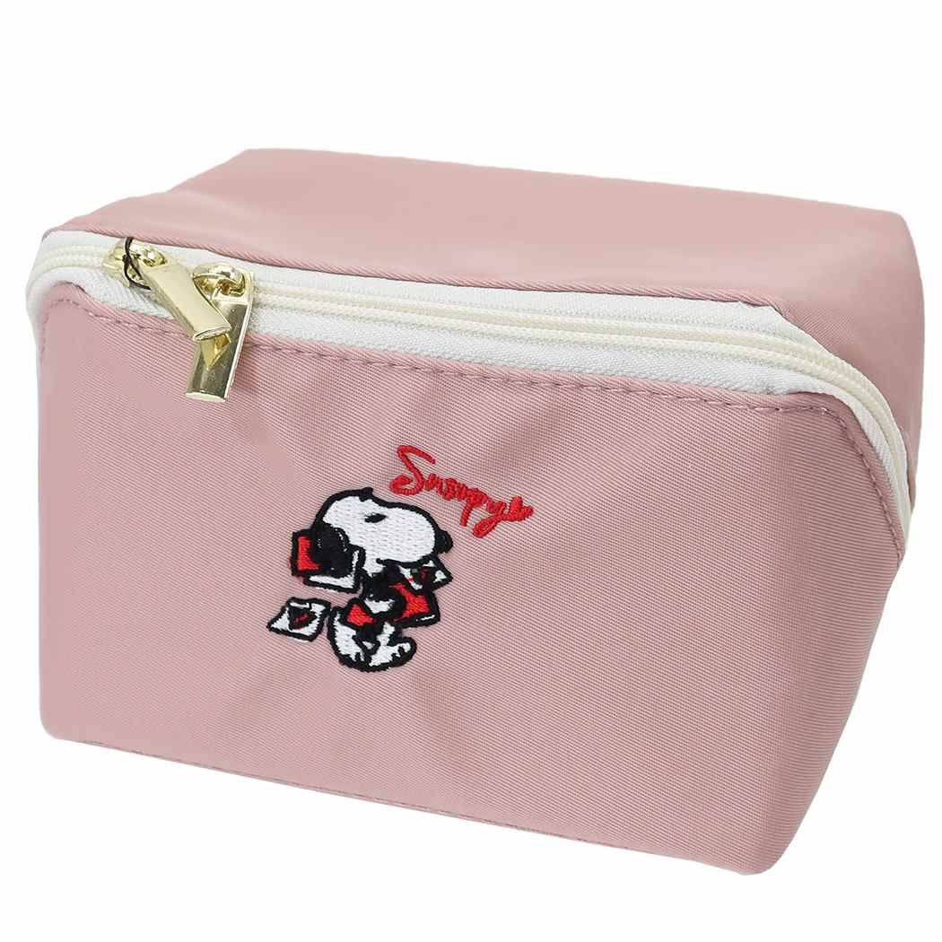 スヌーピー ミニ コスメポーチ PACAPO スクエアポーチ S ピンク ピーナッツ マリモクラフト 12×8×8cm プレゼント 男
