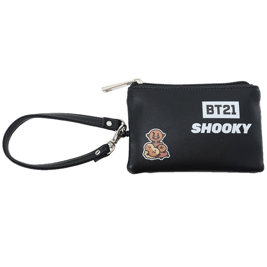 BT21 パスケース付き コインケース 定期入れ ＆ 小銭入れ SHOOKY LINE FRIENDS キャラクター プレゼント 男の