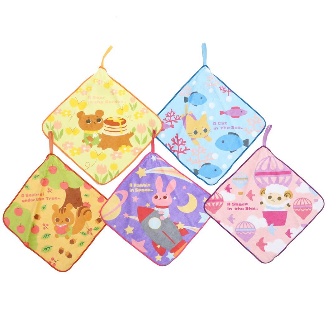 ピッコリーノ 幼稚園 ループ付き ハンドタオル 5枚セット ループタオル ネイチャーフレンズ Piccolino キャラクター グッズ プレ