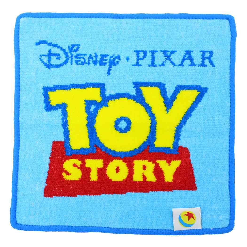 トイストーリー シェニールミニタオル ハンカチタオル ミニタオル ブルーロゴ ディズニー キャラクター