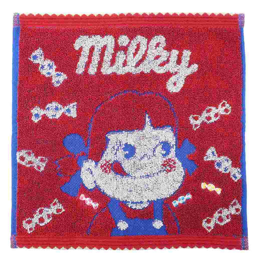 不二家のペコちゃん キャラクター ミニタオル 抗菌防臭 パイル ジャガード ハンカチタオル ペコ＆ポコ ミルキーキャンディ プレゼント