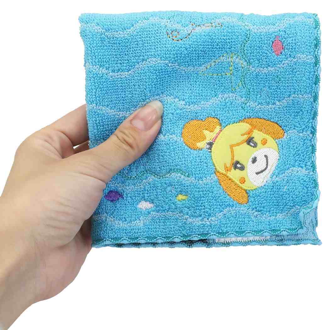 ミニタオル どうぶつの森 抗菌防臭 ジャガード ハンカチタオル 島と海と かわいい 女の子 キッズ ハンドタオル 小学生 中学生 高校生 キャラクター