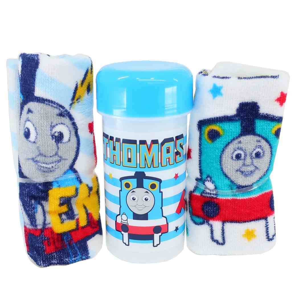 きかんしゃトーマス 円筒ケース付き 制菌 ハンドタオル 2枚セット ハンドタオル ジョイフルトーマス キャラクター プレゼント 男の子