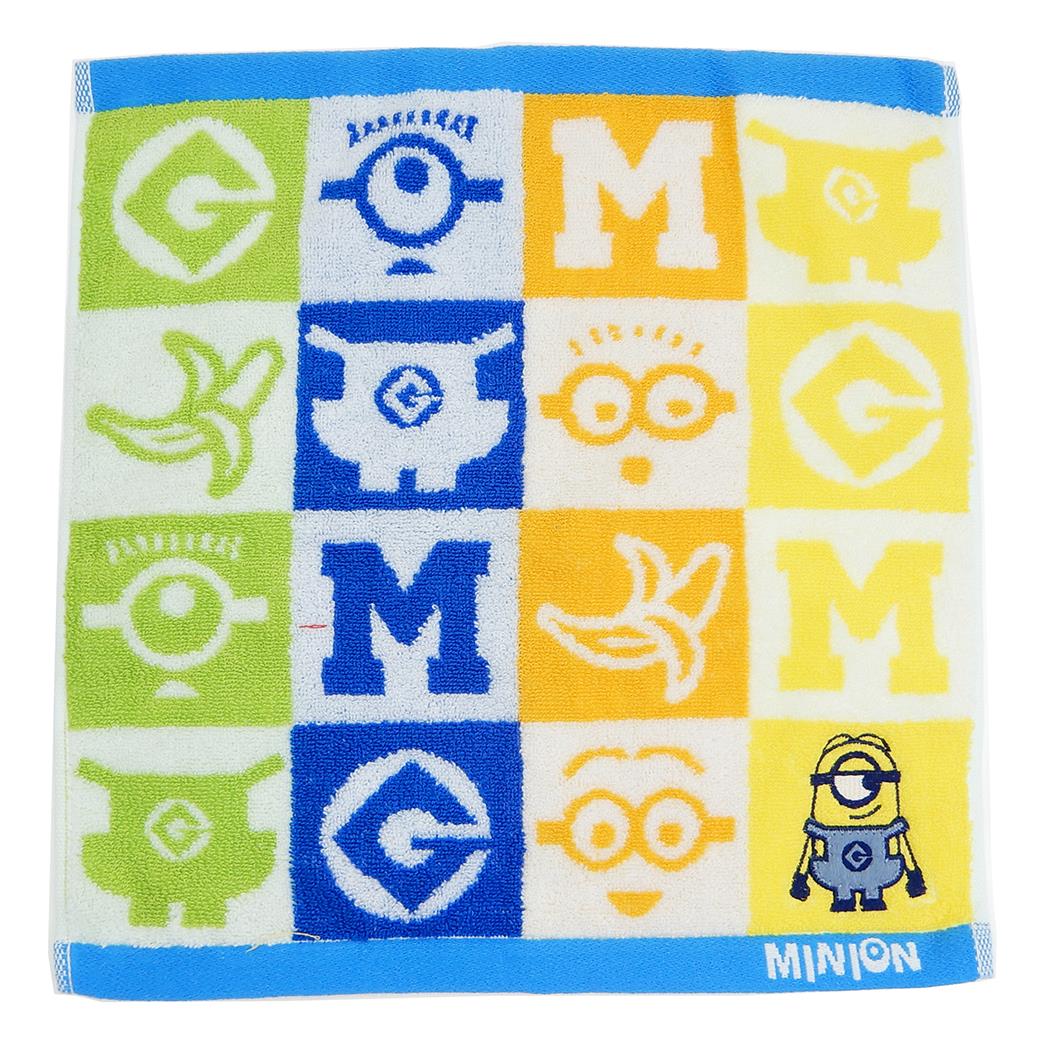 ミニオンズ ハンドタオル ジャガード ウォッシュタオル ブロックミニオン グッズ 汗拭きタオル プレゼント 男の子 女の子 ギフト