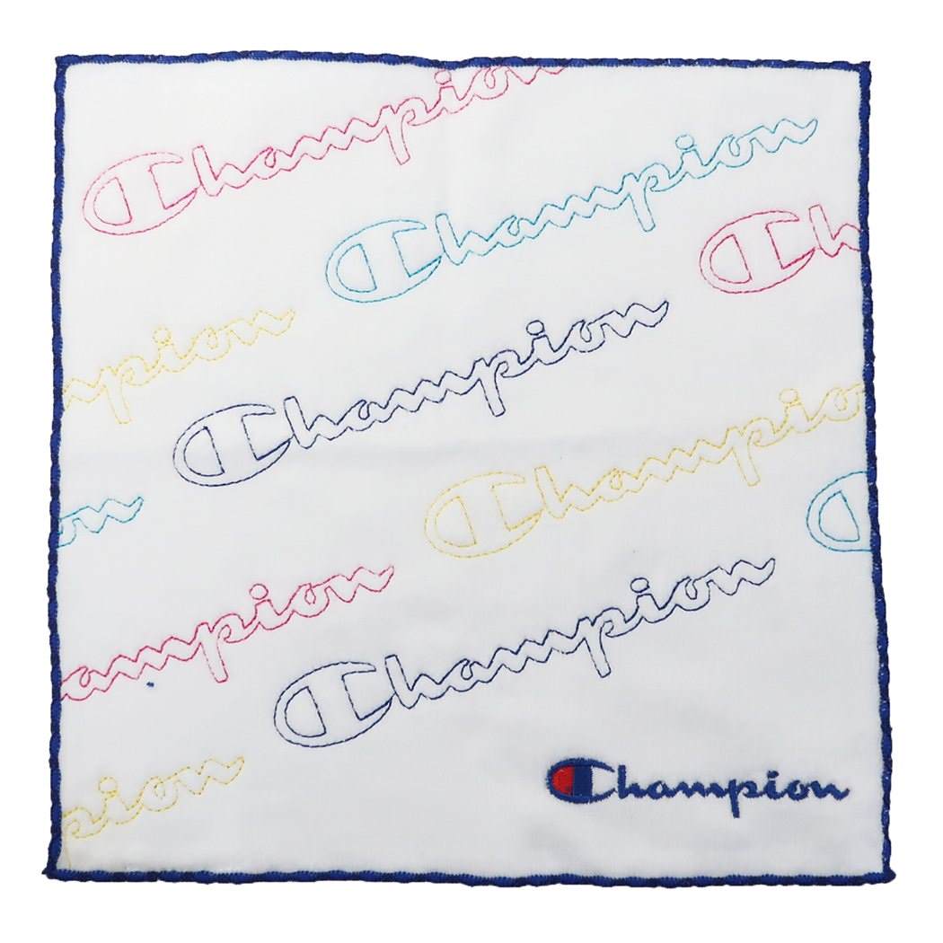 チャンピオン Champion スポーツブランド ミニタオル 抗菌防臭 刺繍 ハンカチタオル カラフルスクリプト 丸眞 プレゼント 男