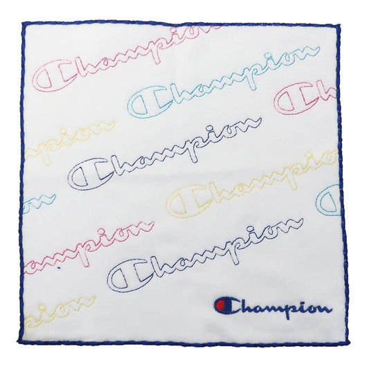 チャンピオン Champion スポーツブランド ミニタオル 抗菌防臭 刺繍 ハンカチタオル カラフルスクリプト 丸眞 プレゼント 男