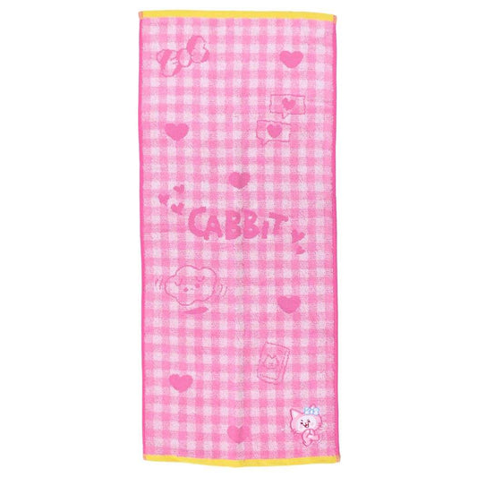 ジャガードロングタオル WDZY フェイスタオル LINE FRIENDS 丸眞 チェック CABBIT