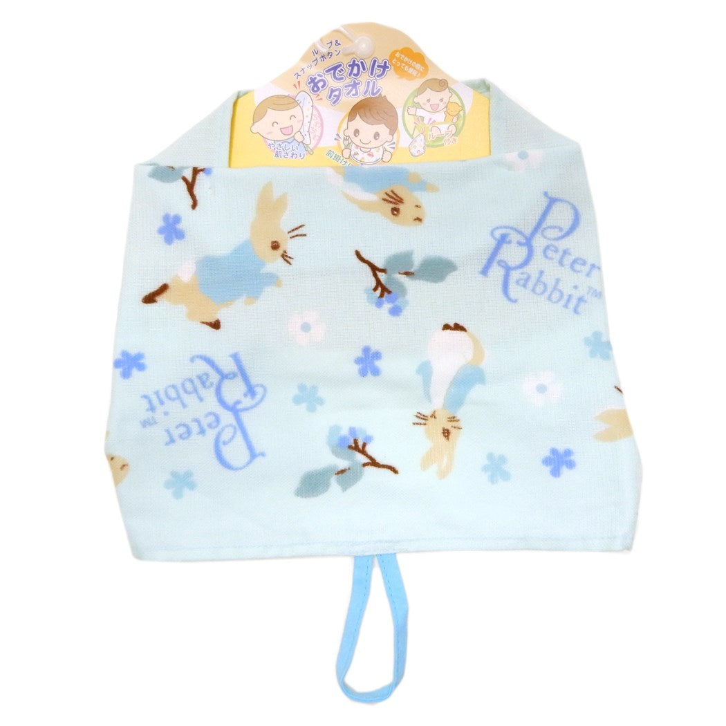 ピーターラビット ベビータオル ループ＆スナップボタン付きおでかけガーゼタオル 丸眞 おでかけPeter グッズ 47×25cm 前掛けタオルクリスマ