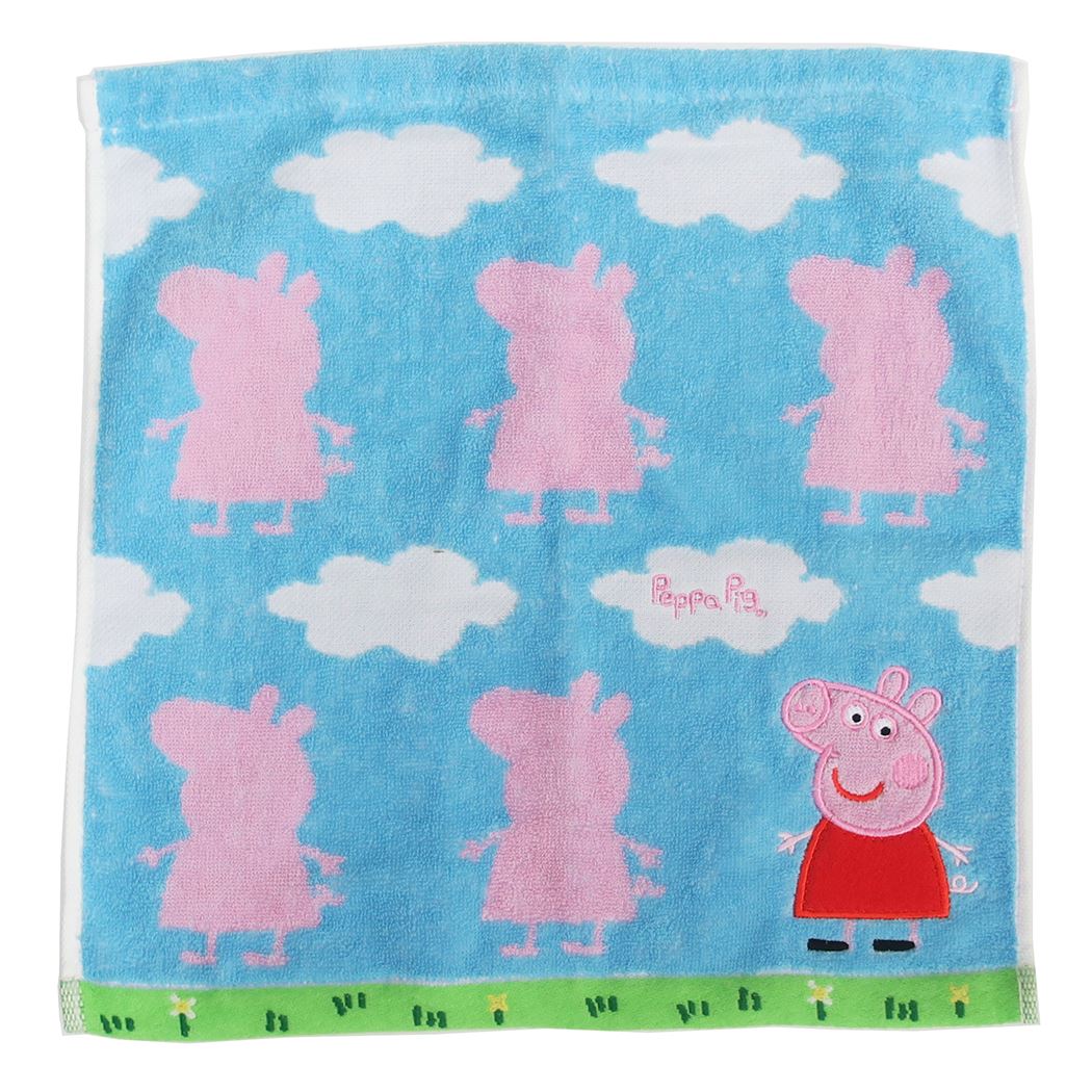 ペッパピッグ ジャガード ウォッシュタオル ペッパと青空 グッズ ハンドタオル キャラクター 丸眞 34×36cm プレゼント 男の子