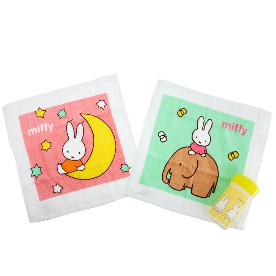 ハンドタオル ミッフィー 円筒ケース付き 制菌 ハンドタオル 2枚セット miffyとあそぼうよ ディックブルーナ 丸眞 おしぼりタオル プ