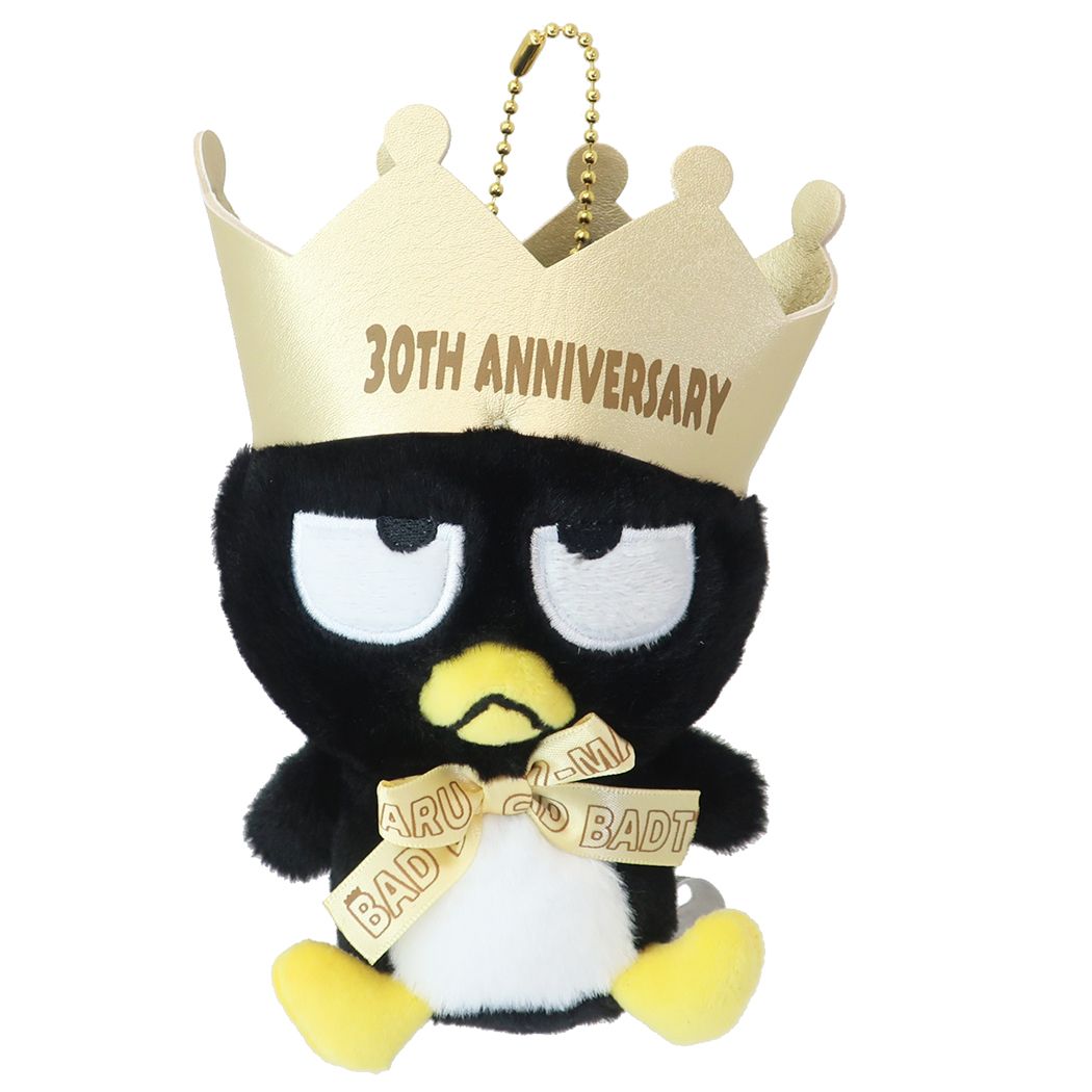 バッドばつ丸 グッズ マスコット キャラクター ミニぬいぐるみボールチェーン 30th 王冠