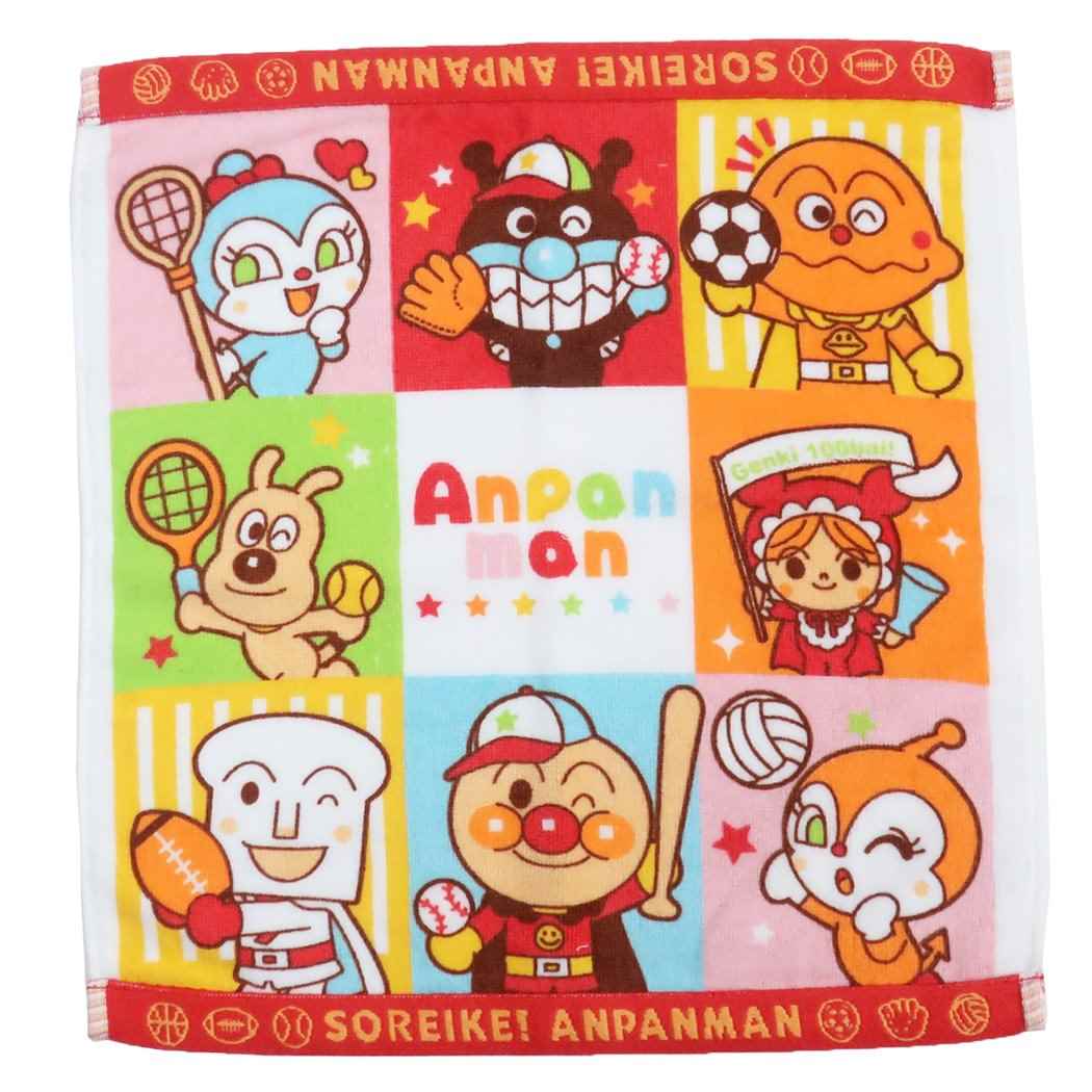 アンパンマン ハンドタオル シャーリング プリント ウォッシュタオル スポーツチャレンジ 日繊商工 プレゼント 男の子 女の子 ギフト
