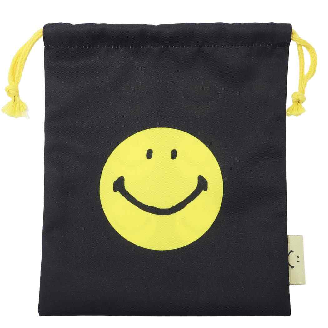 巾着袋 きんちゃくポーチ SMILE BK×YE プレゼント 男の子 女の子 ギフト
