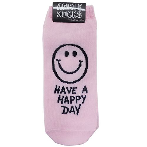 HAVE A HAPPY DAY グッズ アンクルソックス メンズ レディース 男女兼用靴下 パステルピンク オクタニコーポレーション 23～25cm