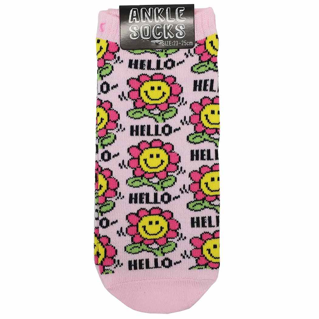女性用 靴下 グッズ レディース アンクルソックス DANCING SMILE FLOWER オクタニ プレゼント 男の子 女の子 ギ