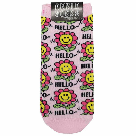 女性用 靴下 グッズ レディース アンクルソックス DANCING SMILE FLOWER オクタニ プレゼント 男の子 女の子 ギ