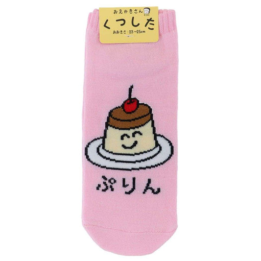 おえかきさん レディースアンクルソックス 女性用靴下 大人向け かわいい ぷりんさん