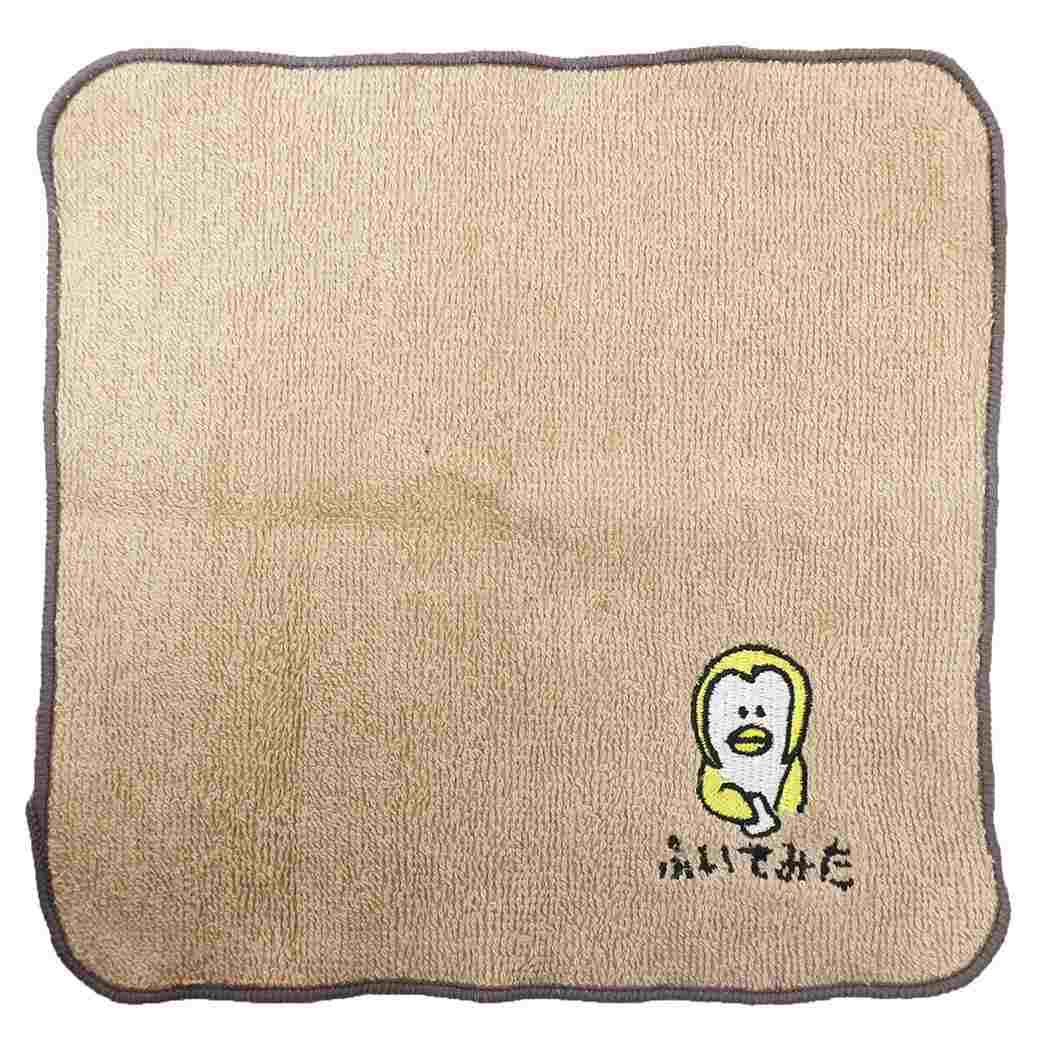 ミニタオル ワンポイント 刺繍 ハンカチタオル おえかきシリーズ ヘタクソペンギン きもかわ プレゼント 男の子 女の子 ギフト