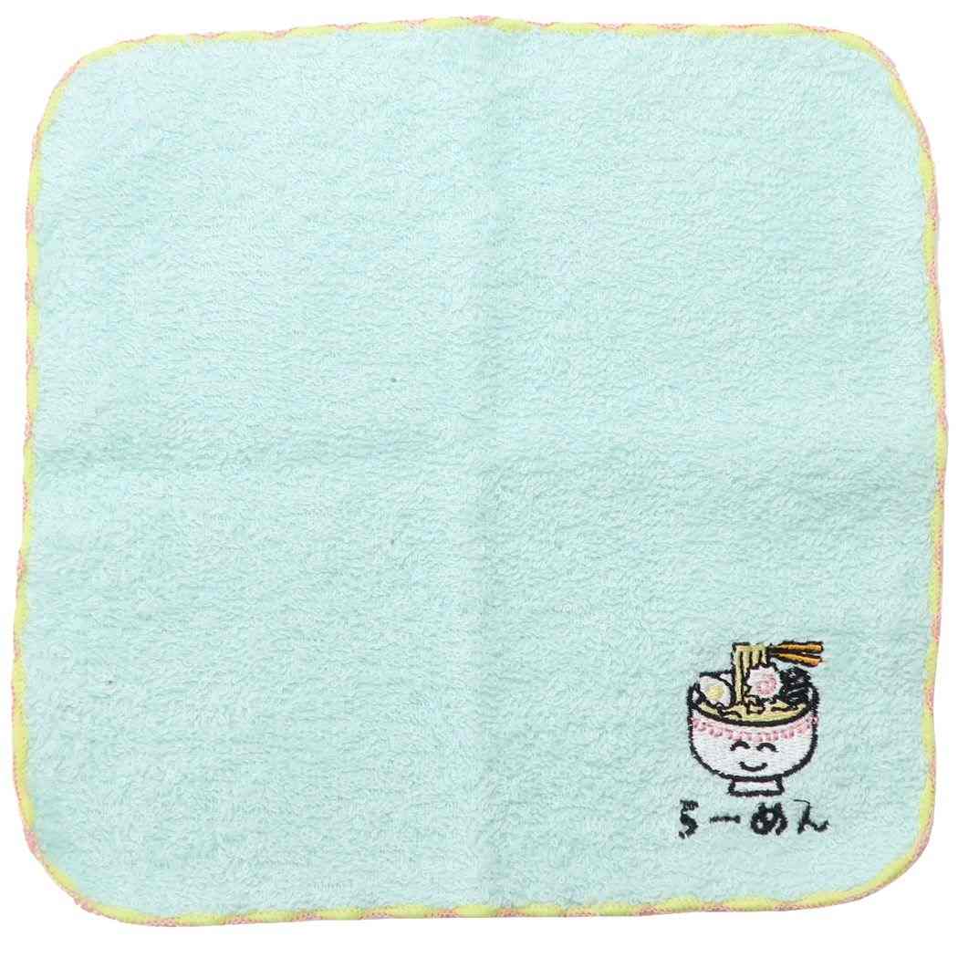 おえかきさん グッズ ミニタオル 汗拭きタオル ワンポイント刺繍ハンカチタオル らーめんさん プレゼント 男の子 女の子 ギフト