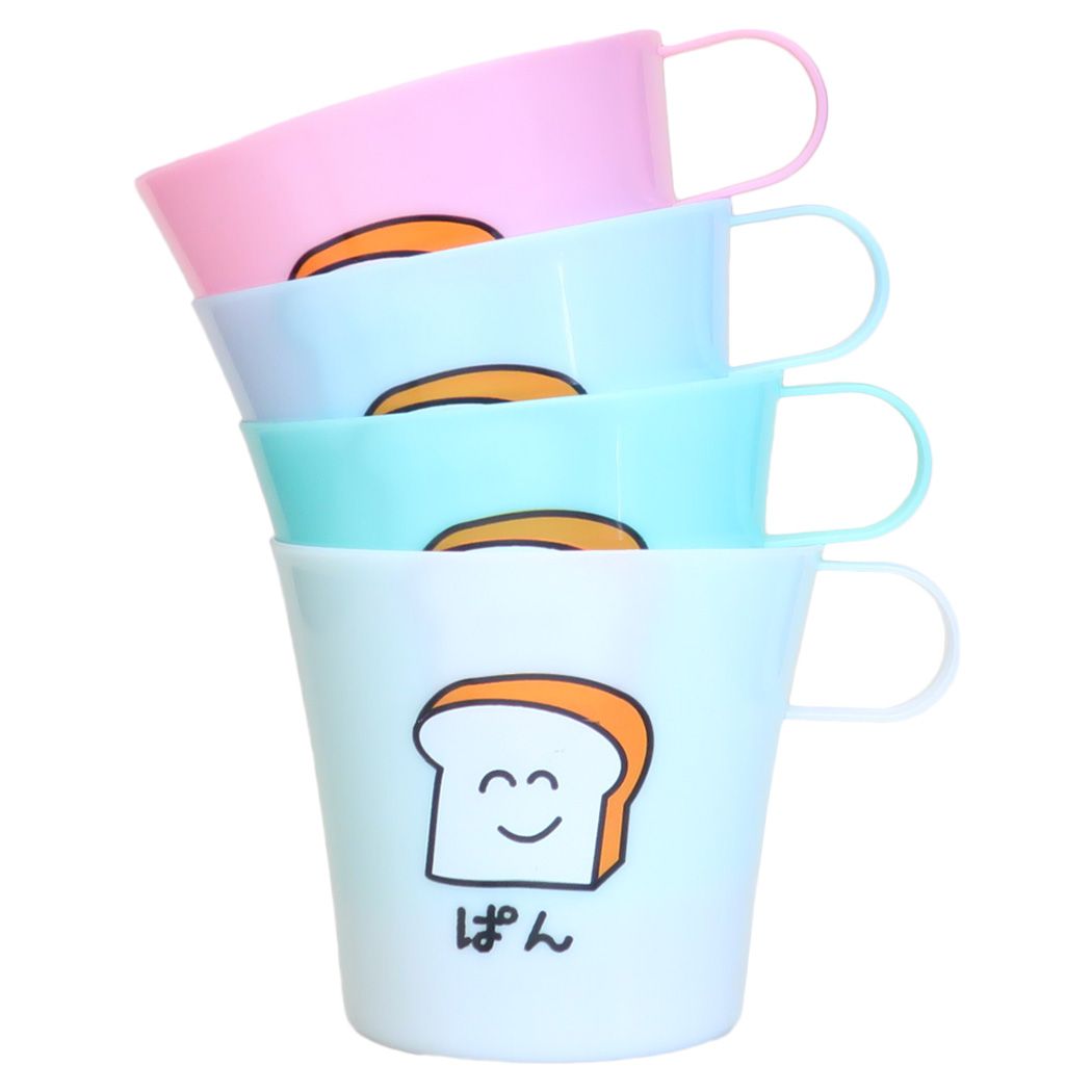 おえかきさん カラフル プラ マグ 4個セット マグカップ ぱんさん おもしろ 雑貨