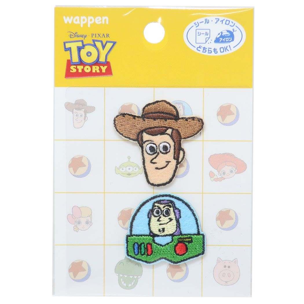 トイストーリー キャラクター ワッペン ミニアイロンパッチシール2枚セット ウッディ バズ ディズニー