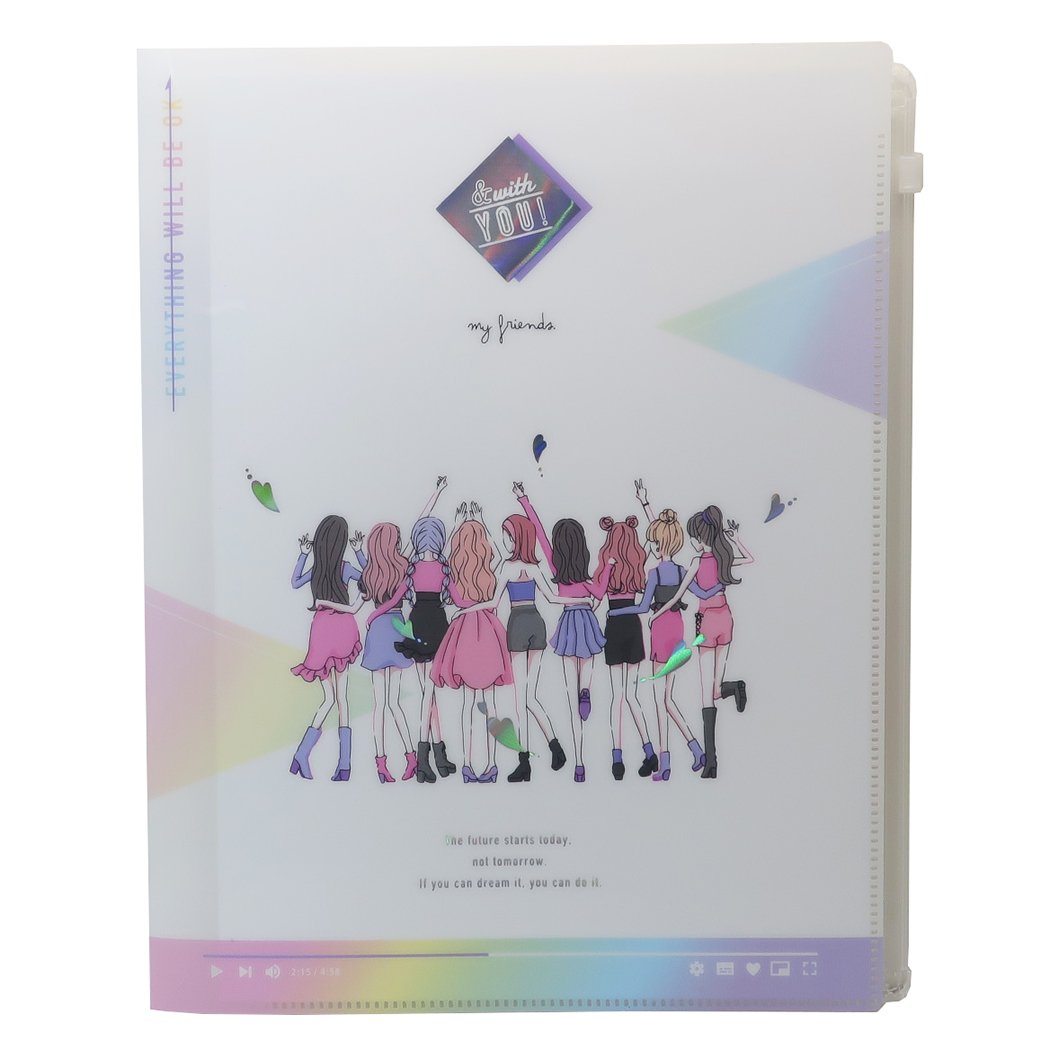クリアファイル A4 6ポケット ジップファスナー付 グッズ ポケットファイル かわいい NIJI GIRL アンドウィズユー プレゼント