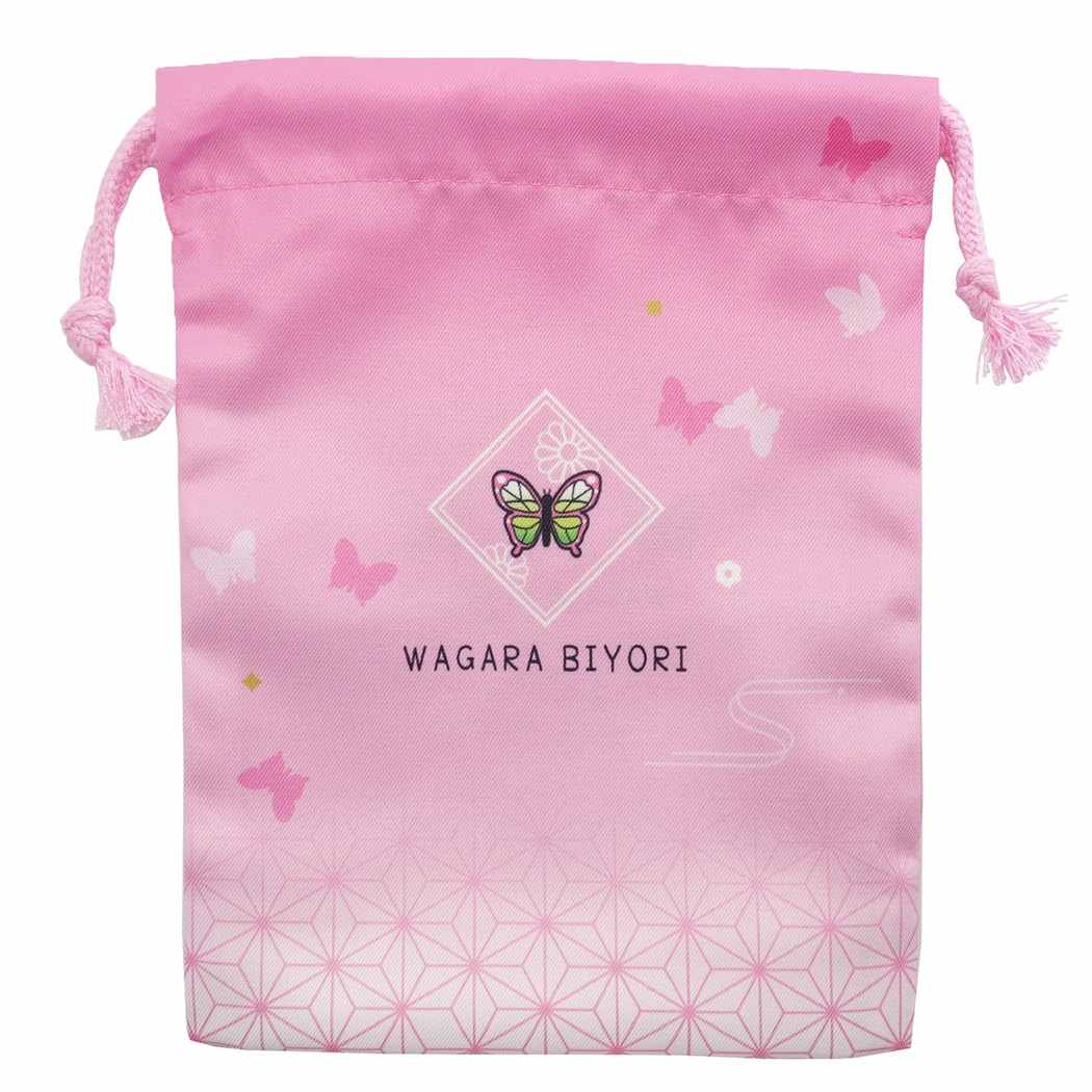 マチ付き きんちゃくポーチ 和柄びより 巾着袋 通販 チョウ ピンク グッズ プレゼント 男の子 女の子 ギフト