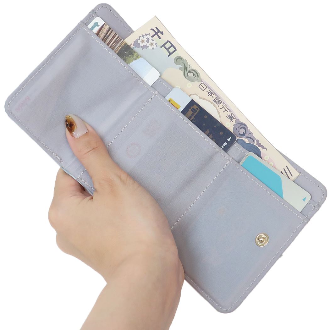 ミニウォレット ポシェブーケ がまぐち三つ折りコンパクト財布 ダスティブルー クーリア プレゼント 男の子 女の子 ギフト