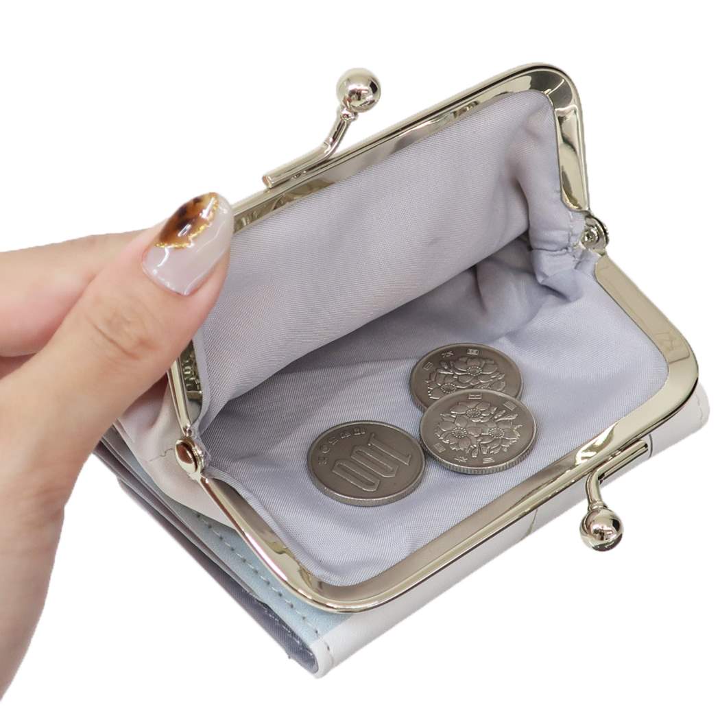 ミニウォレット ポシェブーケ がまぐち三つ折りコンパクト財布 ダスティブルー クーリア プレゼント 男の子 女の子 ギフト