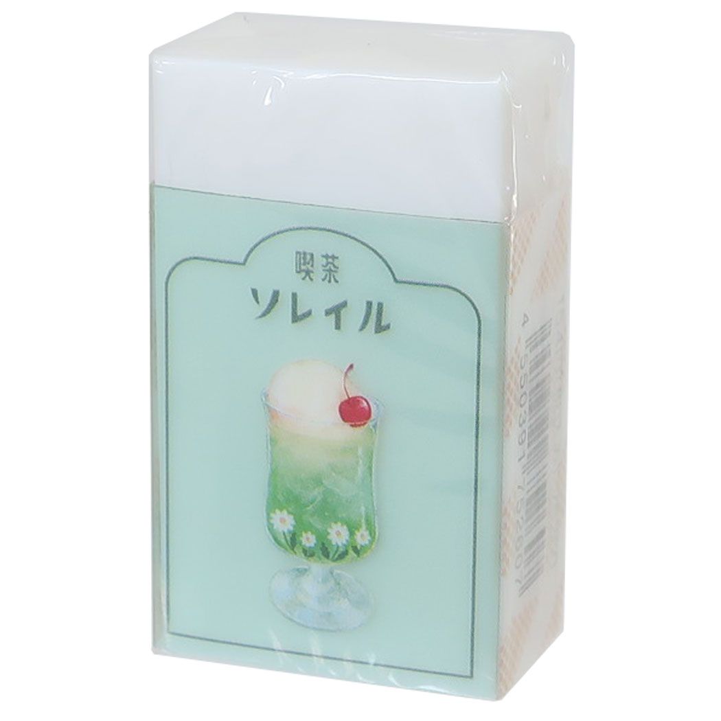 消しゴム レトロ喫茶ソレイル クリアスリーブ消しゴム 木漏れ日のメロンソーダ 新学期準備文具 かわいい